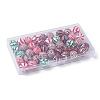 42Pcs 7 Colors Christmas Theme Printed Natural Wooden Beads WOOD-FS0001-04-2