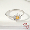 Rhodium Plated 925 Sterling Silver Daisy Flower Finger Ring for Women KN3229-3-2