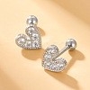 Cubic Zirconia Heart Stud Earrings for Women EJEW-F317-17P-2