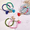 5Pcs 5 Colors Word Love Beads Stretch Bracelets Set for Girl Women BJEW-SZ0001-97-3