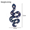 Glitter Snake Alloy Blue Enamel Safety Pin Brooch PW-WG20B7C-01-3