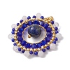 Natural Lapis Lazuli & Rose Quartz & Glass Seed Beaded Woven Pendants PALLOY-MZ00366-04-3