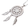 Woven Net/Web with Feather 304 Stainless Steel Pendant Necklaces for Women NJEW-G087-08P-2