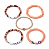 5Pcs 5 Styles Halloween Synthetic Non-magnetic Hematite & Polymer Clay Beaded Stretch Bracelet Sets BJEW-JB10733-4