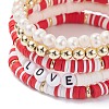 Handmade Polymer Clay Heishi Beads Stretch Bracelets Set BJEW-JB07401-03-4