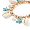 Natural Shell & Shell Pearl & Synthetic Starfish Charm Bracelet BJEW-TA00201-4