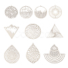 Fashewelry 40Pcs 10 Style 201 Stainless Steel Filigree Pendants STAS-FW0001-26-1