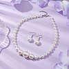Round ABS Plastic Imitation Pearl Beads Necklace and Dangle Earring Sets for Women SJEW-JS01305-3
