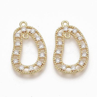 Brass Micro Pave Clear Cubic Zirconia Links ZIRC-Q021-055G-NF-1