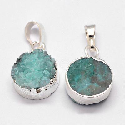 Electroplated Natural & Dyed Druzy Agate Pendants G-N0167-018A-1