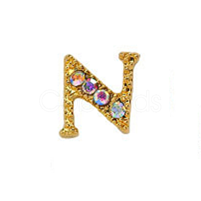 Alloy Gold Rhinetone Letters Nail Stud Cabochons MRMJ-S047-023N-1