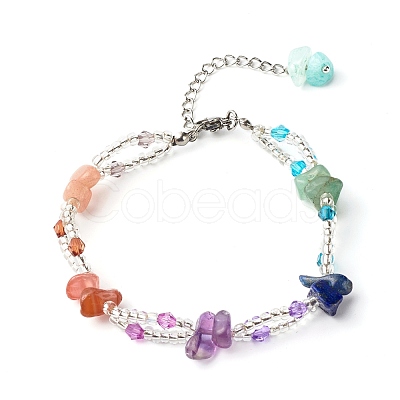 Glass Round Seed Beads Multi-strand Bracelet for Teen Girl Women X1-BJEW-TA00018-1