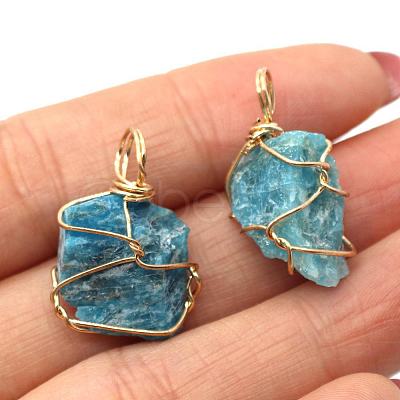 Raw Rough Natural Apatite Pendants FIND-PW0020-04F-1