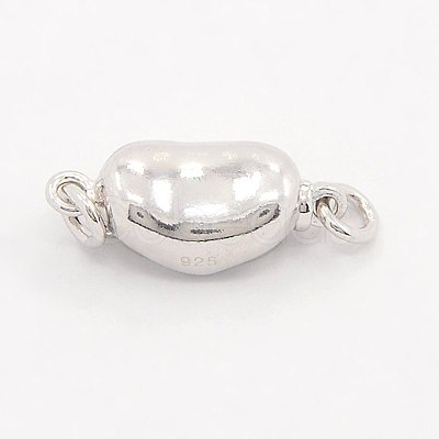 Anti-Tarnish Jewelry Necklace Clasps Rhodium Plated 925 Sterling Silver Box Clasps STER-M019-07S-1