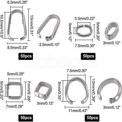 PandaHall Elite 200Pcs 4 Style 304 Stainless Steel Open Quick Link Connectors STAS-PH0001-40-1