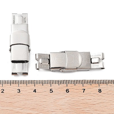 Non-Tarnish 201 Stainless Steel Watch Band Clasps STAS-C006-1-1