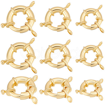 Beebeecraft 9Pcs 3 Styles Rack Plating Brass Spring Clasps KK-BBC0005-66-1