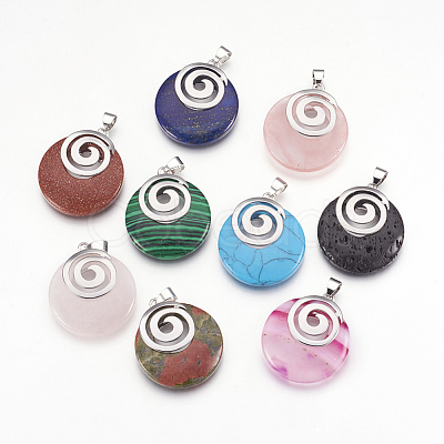 Natural & Synthetic Gemstone Pendants KK-F751-D-1