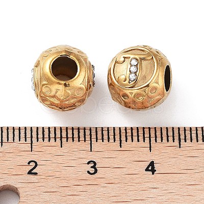 Ion Plating(IP) 304 Stainless Steel Rhinestone European Beads STAS-A092-10J-G-1