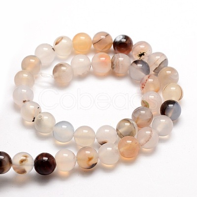 Natural Dendritic Agate Round Beads Strands X-G-E321C-6mm-01-1