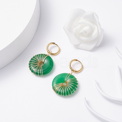 Donut Natural Malaysia Jade Dangle Hoop Earrings EJEW-JE04746-1