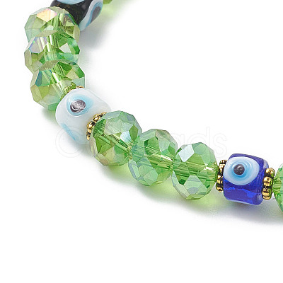 Handmade Lampwork Evil Eye Stretch Bracelets BJEW-JB09327-1