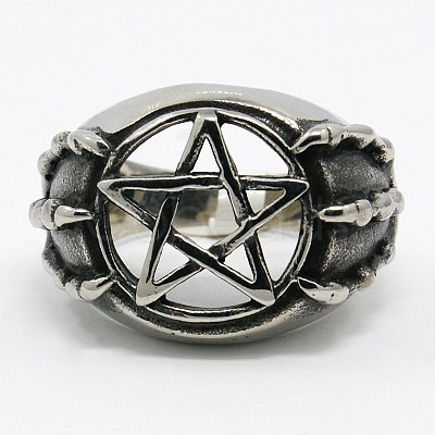 Personalized 304 Stainless Steel Star Rings for Men RJEW-F015-18-1