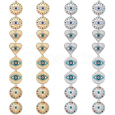 32Pcs 8 Style Rack Plating Alloy Enamel Pendants FIND-SZ0006-02-1