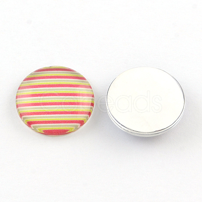 Half Round/Dome Stripe Pattern Glass Flatback Cabochons for DIY Projects GGLA-Q037-20mm-15-1