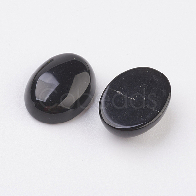 Natural Obsidian Flat Back Cabochons G-G741-13x18mm-20-1