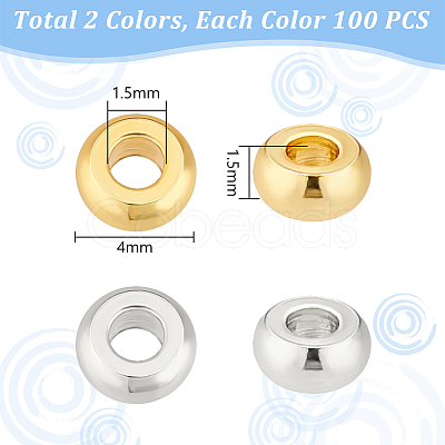 PandaHall Elite 200Pcs 2 Colors Brass Spacer Beads KK-PH0006-56A-1