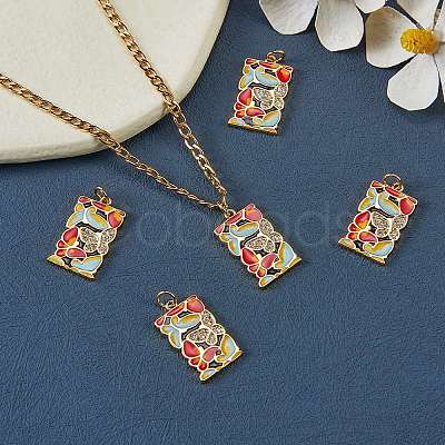 5Pcs Brass Micro Pave Clear Cubic Zirconia Pendants KK-SZ0004-96-1