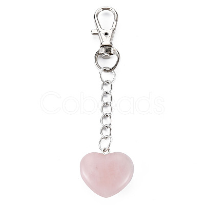 Natural Rose Quartz Keychain G-S299-133J-1