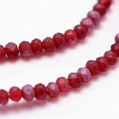 Half Rainbow Plated Faceted Rondelle Glass Bead Strands EGLA-L007-A15-2mm-1