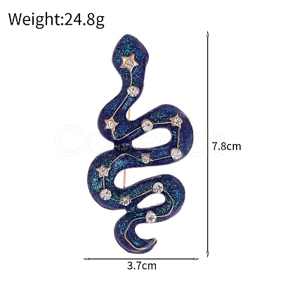 Glitter Snake Alloy Blue Enamel Safety Pin Brooch PW-WG20B7C-01-1