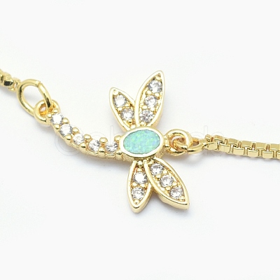 Adjustable Brass Synthetic Opal Bolo Bracelets BJEW-O165-05G-1