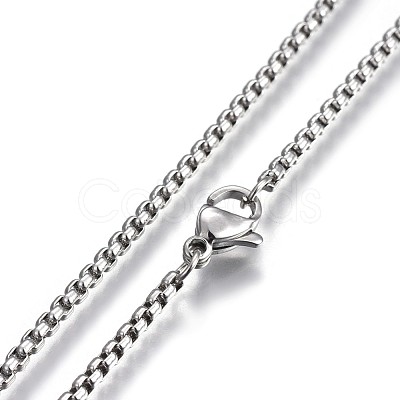 Non-Tarnish 304 Stainless Steel Box Chain Necklaces NJEW-O110-05C-P-1