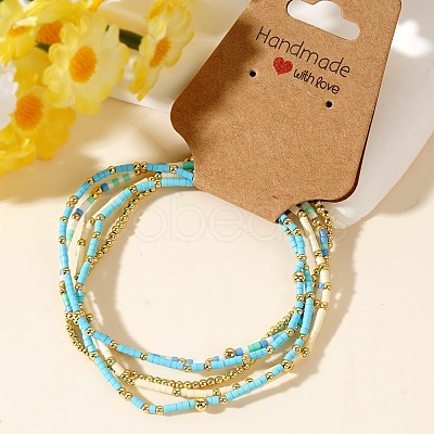 5Pcs Chic Handmade Rainbow Color Glass Seed Beaded Summer Stretch Bracelet Sets ZO8198-5-1