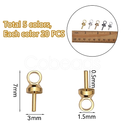 100Pcs 5 Colors Brass Cup Peg Bails Pendants KK-SZ0005-26-1