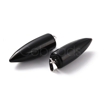 Natural Obsidian Pointed Pendants G-D040-01P-B16-1