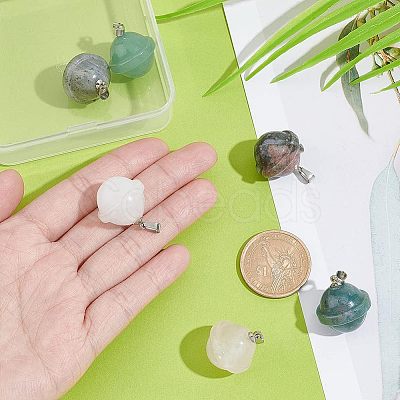 Unicraftale 6Pcs 6 Styles Natural Mixed Stone Pendants FIND-UN0001-38-1