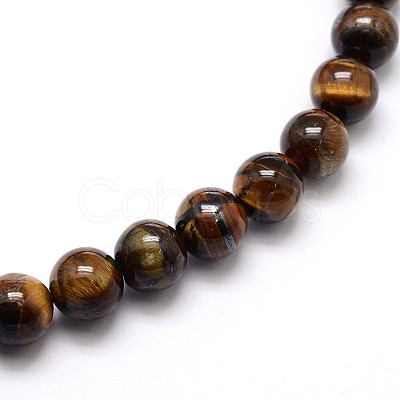 Natural Grade AB Tiger Eye Round Beads Strands G-O047-02-6mm-1