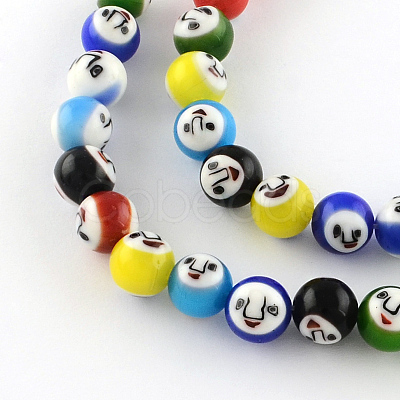 Round Handmade Lampwork Bead Strands X-LAMP-S169-03-1