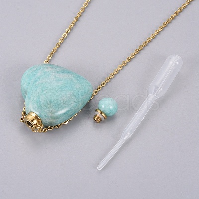 Natural Amazonite Openable Perfume Bottle Pendant Necklaces G-K295-A04-G-1