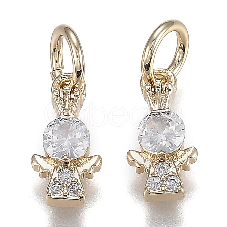 Brass Micro Pave Clear Cubic Zirconia Charms ZIRC-Z003-13G-1