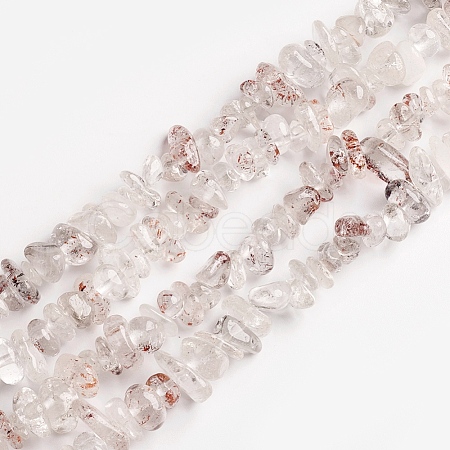 Natural White Lodolite Quartz Chips Beads Strands G-D0002-A03-1