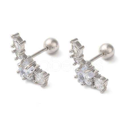 Star Brass Micro Pave Clear Cubic Zirconia Ear Plug Gauges EJEW-L289-01P-02-1