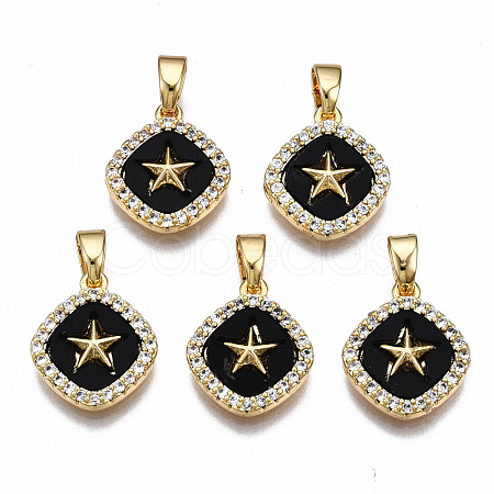 Brass Micro Pave Clear Cubic Zirconia Charms KK-T063-87-NF-1