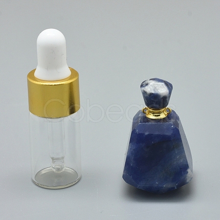 Faceted Natural Sodalite Openable Perfume Bottle Pendants G-E556-11A-1