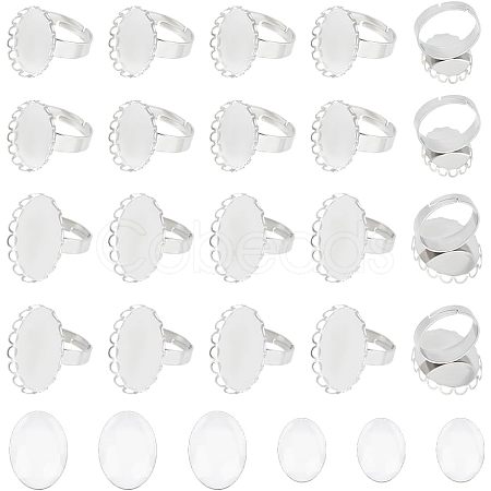 Unicraftale DIY Oval Glass Finger Ring Making Kit STAS-UN0032-80-1